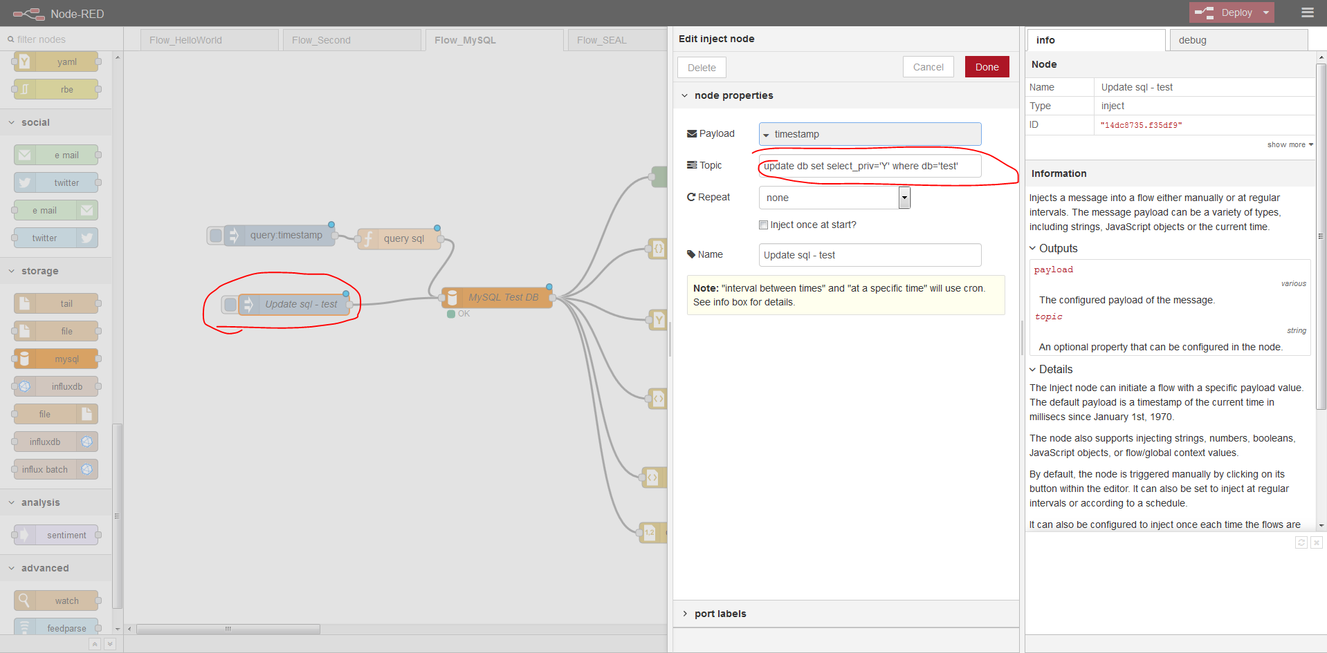 Message payload. Node Red. Node Red примеры. Node-Red примеры автоматизации. SQL Injection node js.