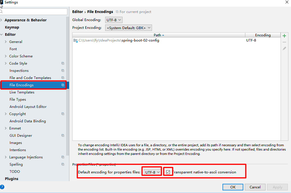 Encoding settings. Encoding settings